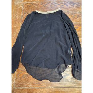 Celine black sheer long sleeve shirt sz Medium